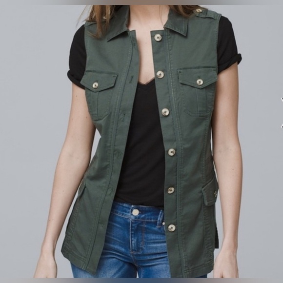 White House Black Market Tops - White House Black Market Utility Vest Womens Army Green 14